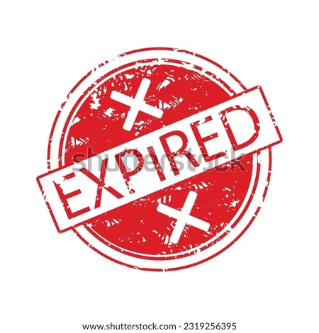 Expired rubber stamp and end date, time-bound and limited time. Vector illustration. Validity date, deadline concept, invalid notice day, final day notification, expire warrning, red seal sticker Royalty-Free Stock Photo #2319256395