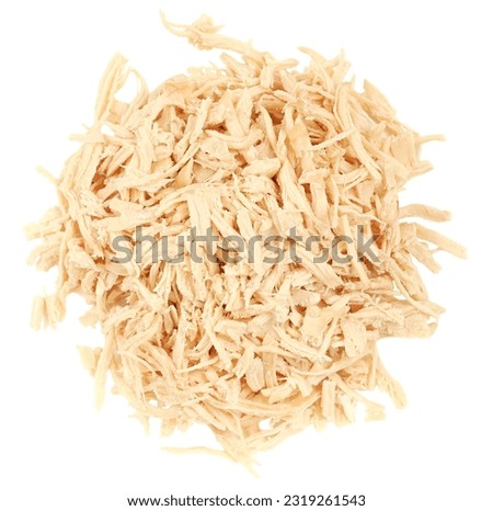 Sliced boiled chicken meat on white background Royalty-Free Stock Photo #2319261543