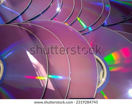 a row of new CDs for sale. selective focus 