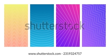 Set of modern gradient backgrounds with lines. Header banner. Bright geometric abstract presentation backdrops. Vector illustration