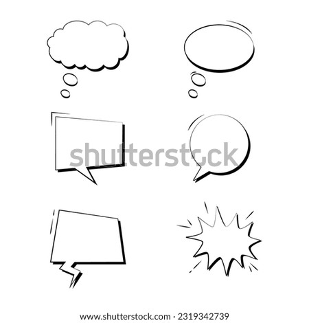 Set Of Empty Comic Speech Bubbles Icon Vector Design. 