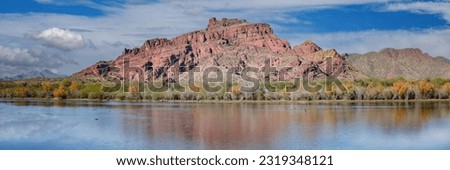 Panoramic photography of the Red Rock mountains on the Lower Salt River  in Mesa Arizona