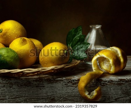 still life of berries and fruits on the table on a dark background High quality photo
