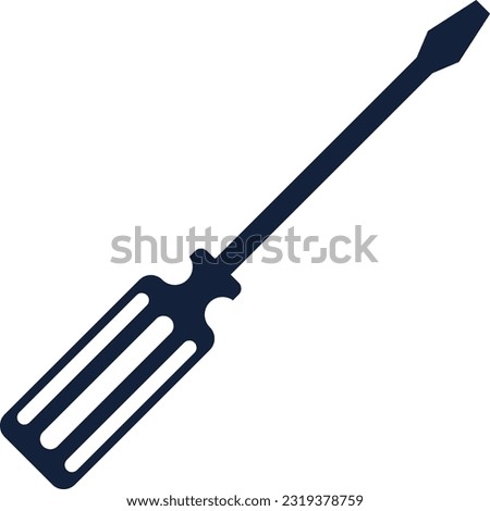 Black silhouette of Screwdriver. Detail and Simple Screwdriver icon Royalty-Free Stock Photo #2319378759