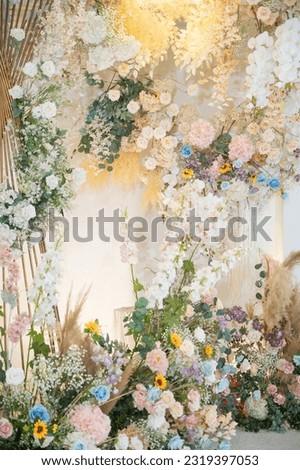wedding flower backdrop, colorful, fresh rose, bunch of flower

