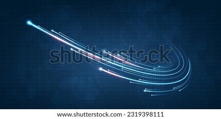 Blue light streak, fiber optic, speed line, futuristic background for 5g or 6g technology wireless data transmission, high-speed internet in abstract. internet network concept. vector design. Royalty-Free Stock Photo #2319398111