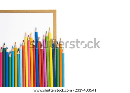 colorful rainbow pencils over white background, back to school concept, school and creativity concept Royalty-Free Stock Photo #2319403541