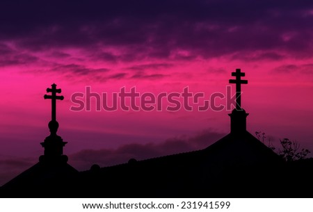Church Roof Silhouette at Sunset