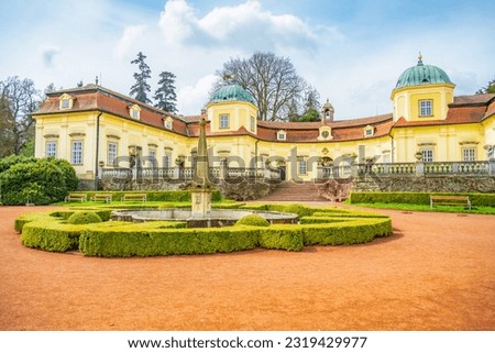 Buchlovice castle, Czech republic. Ancient heritage exterior built in baroque style. Famous tourist destination in South Moravia region.