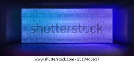 Led light screen concert or show background. Board wall stage with monitor glow tv pixel texture pattern. Digital television technology lcd projection studio for cinema or disco club performance. Royalty-Free Stock Photo #2319465637