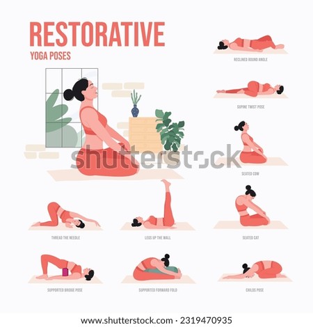 Restorative Yoga poses. Young woman practicing Yoga pose. Woman workout fitness, aerobic and exercises Royalty-Free Stock Photo #2319470935