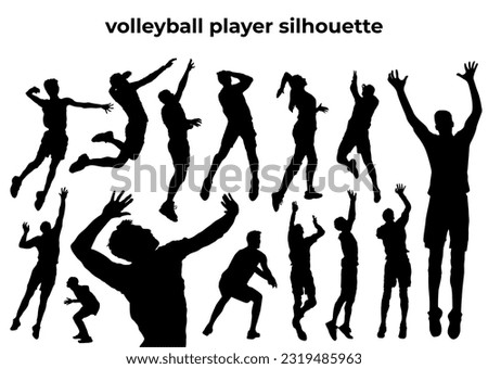 volleyball silhouettes collection. Silhouette of a person playing volleyball. Set of volleyball player vector file. beach volleyball game.