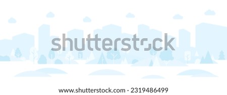City background. Cityscape skyline. Streets and buildings silhouette. Town park. Downtown architecture. Metropolis exterior. Urban landscape with houses and trees. Vector flat panorama Royalty-Free Stock Photo #2319486499