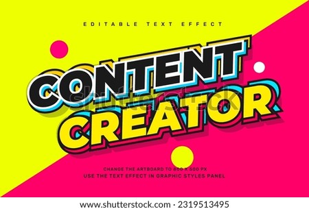 Content creator editable text effect template Royalty-Free Stock Photo #2319513495
