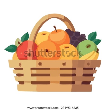 Fresh organic fruit basket, ripe for healthy eating icon isolated Royalty-Free Stock Photo #2319516235
