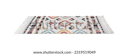 Soft carpet with beautiful geometric pattern isolated on white Royalty-Free Stock Photo #2319519049