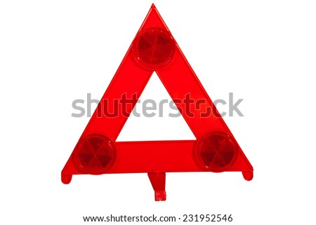 bright red danger warning triangle with reflectors