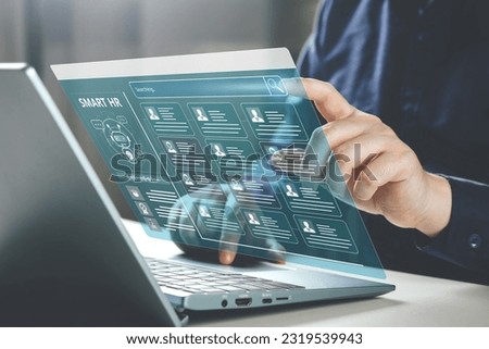 Smart AI technology system for human resource management. concept of effective person information, audit, assessment, and qualification system in organization. Royalty-Free Stock Photo #2319539943