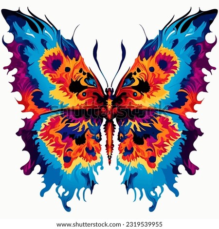 Butterfly colorful vector illustration isolated on a white background. Vector illustration.