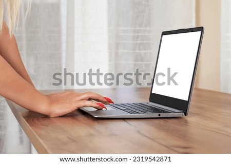 student girl hands typing using laptop. Closeup cropped image. High quality photo