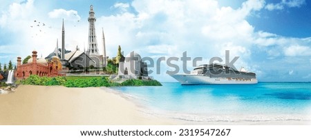 
Pakistan travel icons with beautiful background. Royalty-Free Stock Photo #2319547267