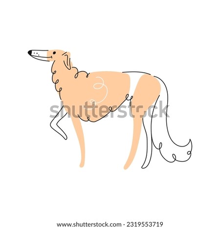 Afghan hound dog doodle, cartoon puppy character. Vector Borzoi puppy funny pet animal, smiling funny canine adorable dog portrait