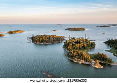Beautiful summer seascape from drone. Finland