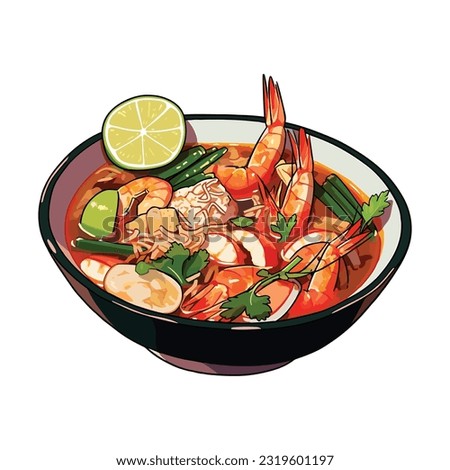 Phad Thai or Tom Yum, traditional Thai cuisine in vector art style Royalty-Free Stock Photo #2319601197