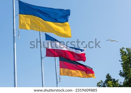 Flags were raised on the promenade in the Baltic Sea resort of Eckernförde for the visit of Federal President Frank-Walter Steinmeier to the city