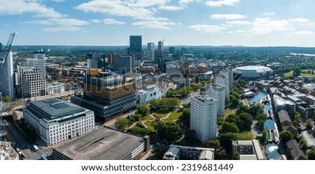 Aerial view of the library of Birmingham, Baskerville House, Centenary Square, Birmingham, West Midlands, England, United Kingdom. Royalty-Free Stock Photo #2319681449