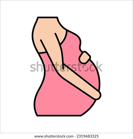 Pregnancy flat line icon, Pregnancy care linear icon. vector illustration on white background