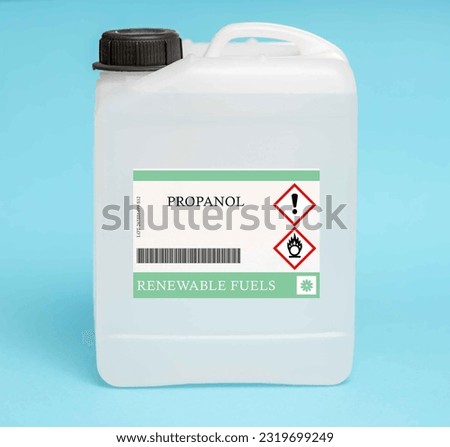 A colorless liquid alcohol that can be produced from petroleum, natural gas, or biomass. It has a high energy density and can be used as a fuel or fuel additive. Royalty-Free Stock Photo #2319699249
