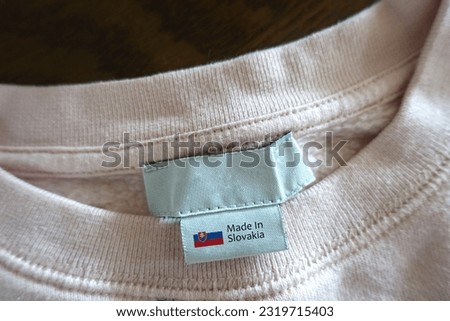 "Made in Slovakia" Label of T-Shirts.