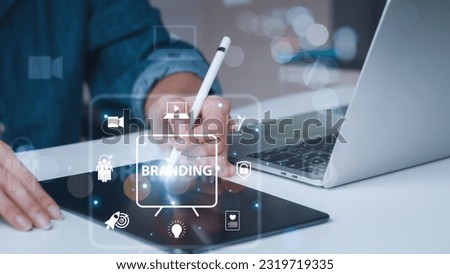 Idea for rebranding strategy. marketing, brand management. reviews marketing strategies with the intention of coming up with new name, logo, or design.modernizing the brand's environment, appearance. Royalty-Free Stock Photo #2319719335