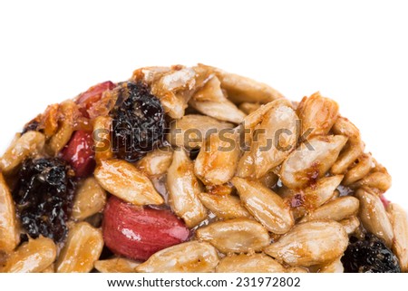 Candied roasted peanuts sunflower seeds. Whole background.