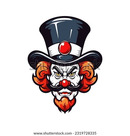 Intriguing clown head logo design illustration, combining artistic elements and expressive lines to create a visually engaging and memorable representation