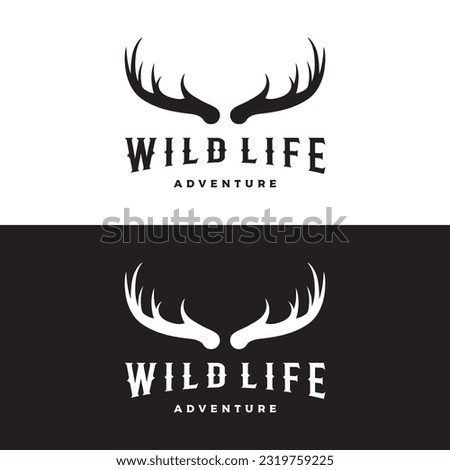 Deer Antlers and vintage deer head logo design.Logo for badge,deer hunter,adventure and wildlife.