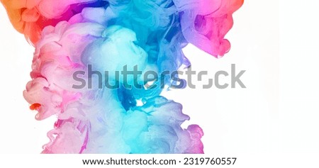 Rainbow of Neon Ink in Water. Color Explosion isolated on white