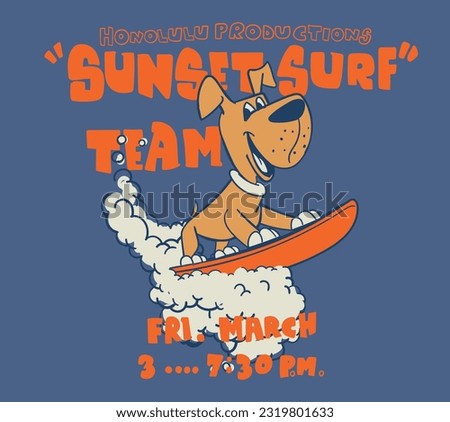 vector surf rider cute dog illustration for t shirt print