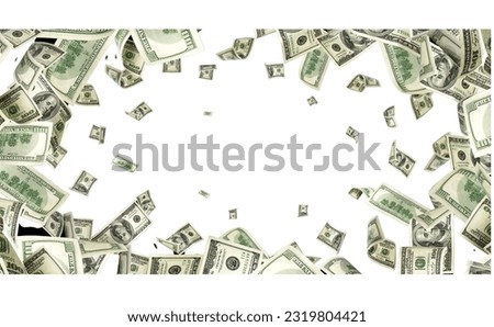 Dollar banknotes flying on white background, collage  , isolated money 
