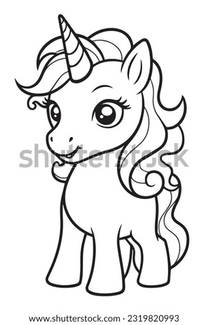 Unicorn Coloring book page for kids and adults