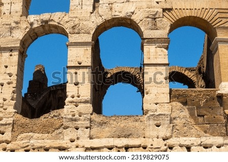 Colosseum or Coliseum (Flavian Amphitheatre or Amphitheatrum Flavium also Anfiteatro Flavio or Colosseo. Oval amphitheatre in Rome, Italy Royalty-Free Stock Photo #2319829075