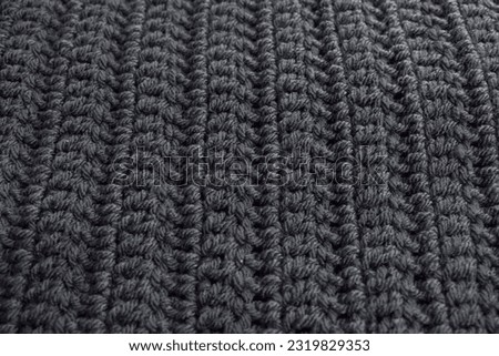 Close up double crochet pattern blue blanket