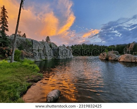 Sylvan Lake Sunset At Custer State Park - Black Hills, South Dakota Royalty-Free Stock Photo #2319832425