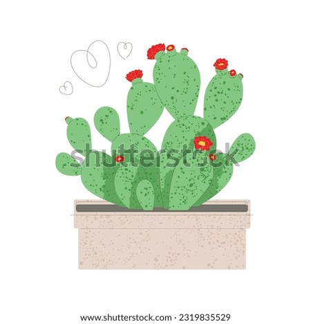 Opuntia in flowerpot. Trendy flat style illustration Royalty-Free Stock Photo #2319835529
