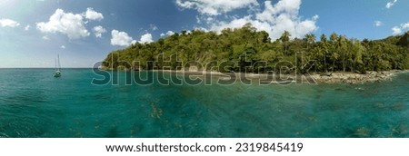 Panoramic photo of Anse Couleuvre beach in Le Précheur, Martinique, Caribbean