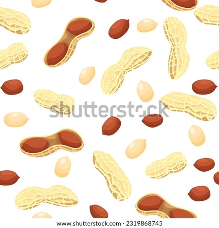 A seamless pattern of peanut isolated on white background. vector illustration. food vector background. Royalty-Free Stock Photo #2319868745