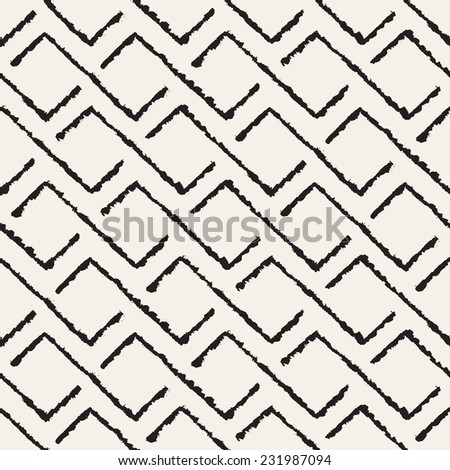 Vector seamless pattern. Abstract background with zigzag brush strokes. Monochrome hand drawn texture