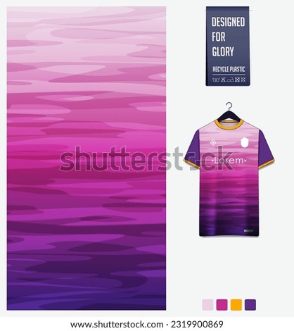 Soccer jersey pattern design. Abstract pattern on purple background for soccer kit, football kit, bicycle, e-sport, basketball, t shirt mockup template. Fabric pattern. Abstract background. Vector.