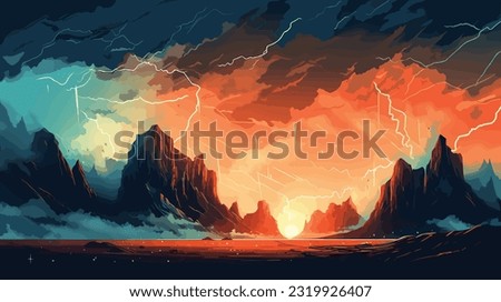 
an epic moment moment during a stormy night where lightn Royalty-Free Stock Photo #2319926407